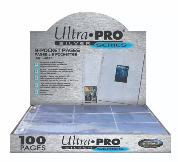 [Box of 100] Ultra Pro: 9-Pocket Silver Series Page for Standard