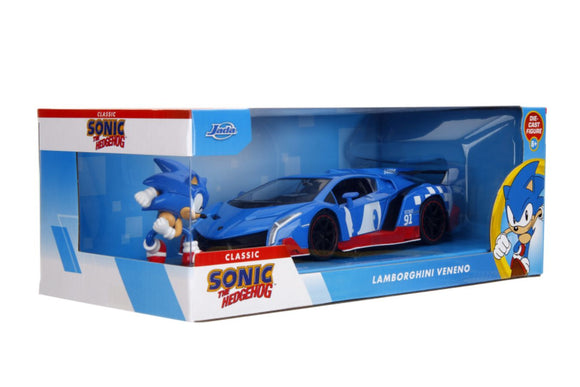 Sonic the Hedgehog- Lamborghini Veneno 1:24 Scale Diecast Vehicle with Sonic Figure