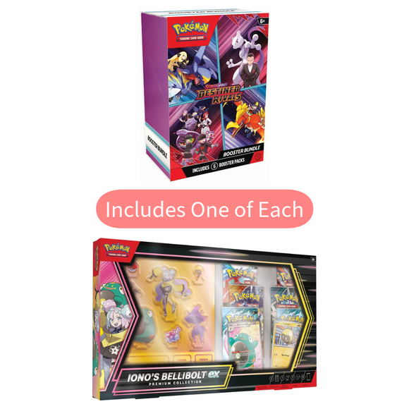 POKÉMON TCG Destined Rivals Booster Bundle + Iono's Bellibolt ex Premium Collection