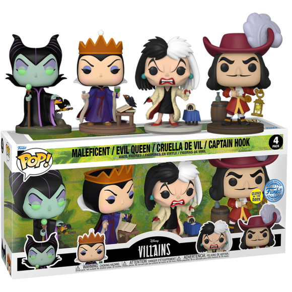 Prolectables - Disney: Villains - US Exclusive Glow Pop! Vinyl 4-Pack