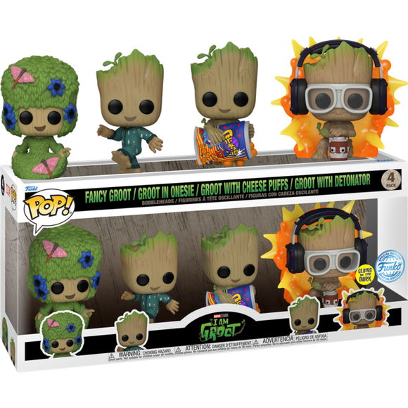 Prolectables - I Am Groot - I Am Groot US Exclusive Glow Pop! Vinyl 4-Pack