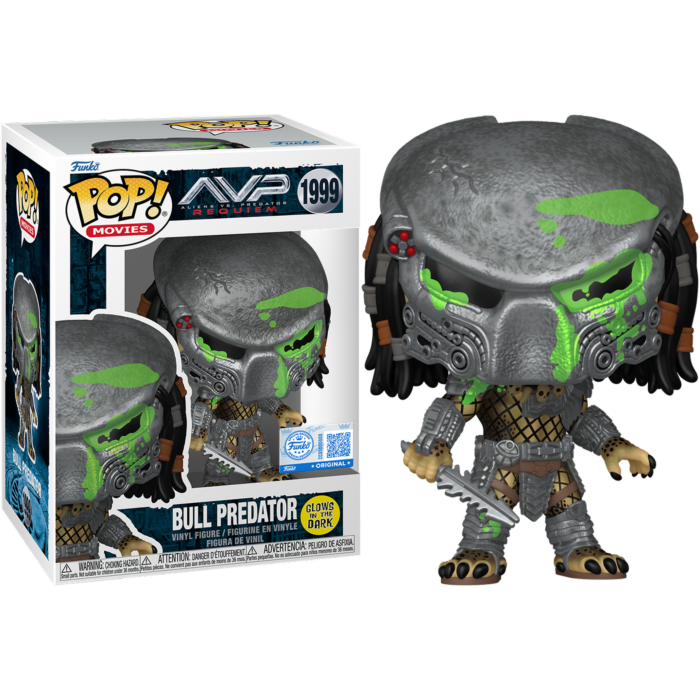 Alien Vs Predator: Requiem - Bull Predator (Battle Damaged) Glow Pop ...